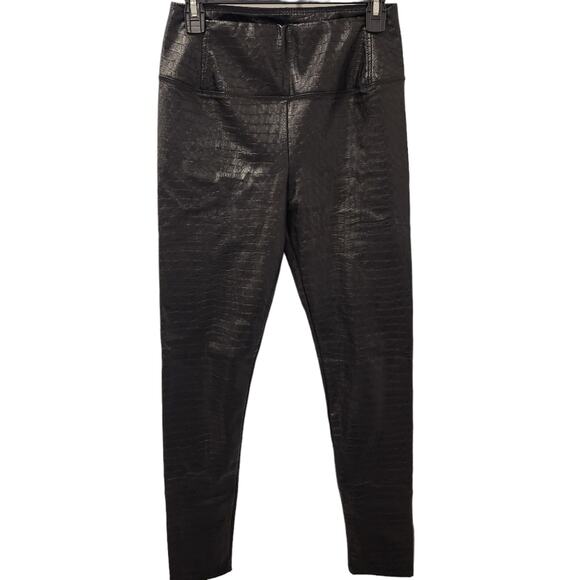 7 For All Mankind croc embossed black vegan leather high rise legging size small - Picture 4 of 5